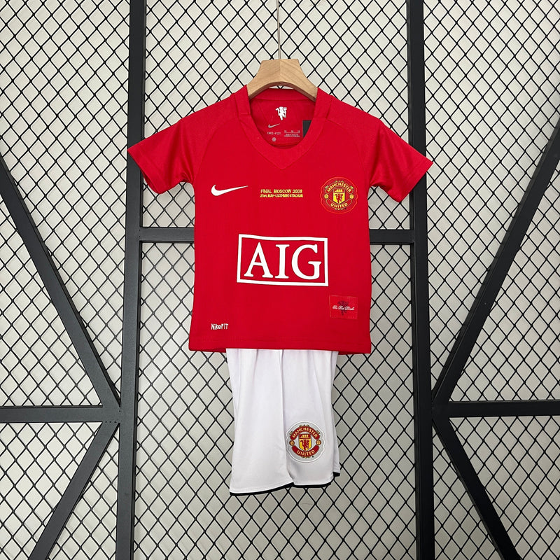 Manchester United Home Especial Final Champhions League 07/08 Kit Kids Retro