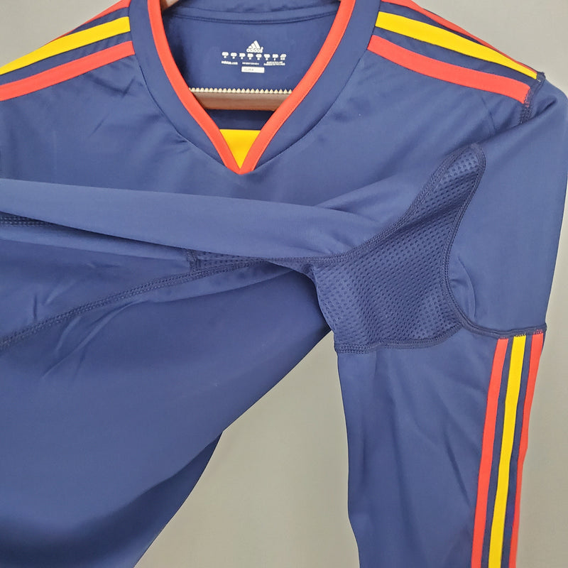 Spain Mundial Home Jersey 2010 Retro Long Sleeve