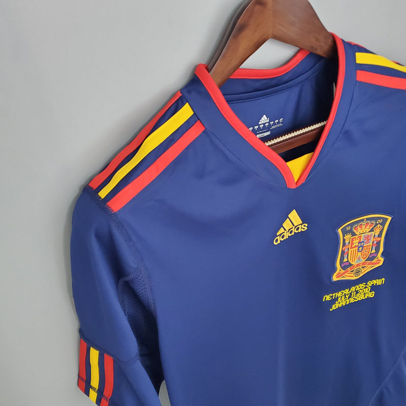 Spain Mundial Home Jersey 2010 Retro Long Sleeve